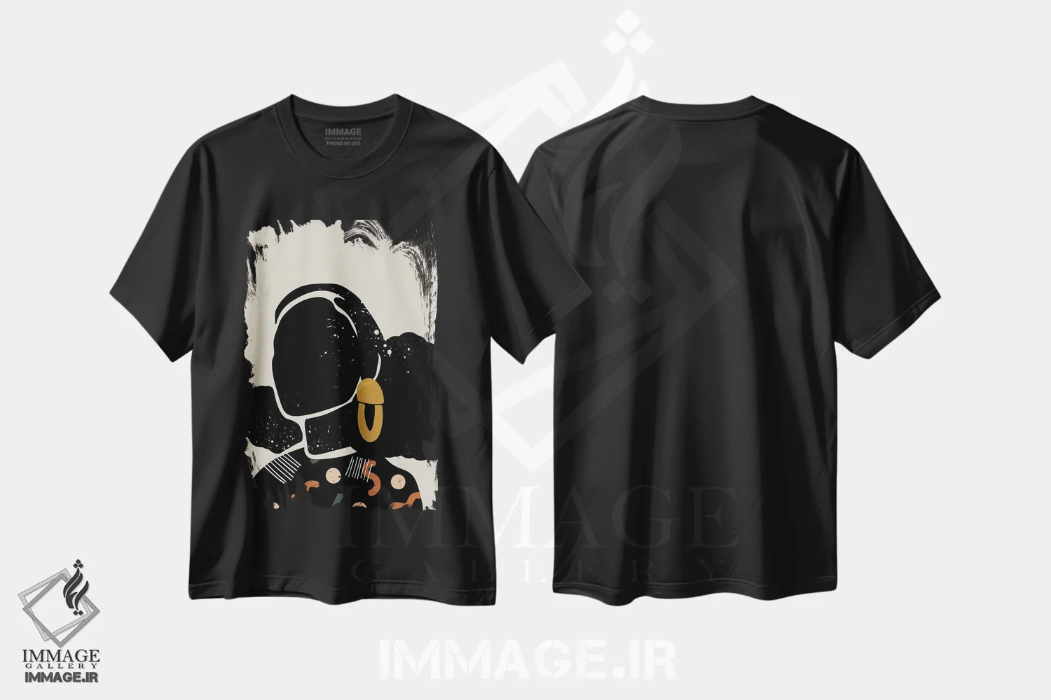 تیشرت مشکی طرح دار موی مشکی چهارم، هنر آمریکایی آفریقایی تبار اثر دومونیک براون | فروشگاه ایماژ