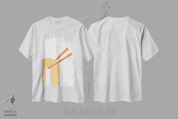 تیشرت سفید طرح دار دو تا برش اثر دومونیک براون | فروشگاه ایماژ