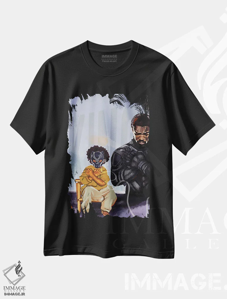 تیشرت مشکی طرح دار پلنگ سیاه، هنر آمریکایی آفریقایی تبار اثر دومونیک براون | immage.ir