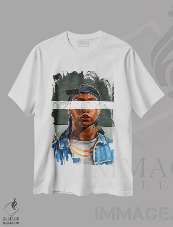 تیشرت سفید طرح دار دورگ بدون بانت، هنر آمریکایی آفریقایی تبار اثر دومونیک براون | immage.ir