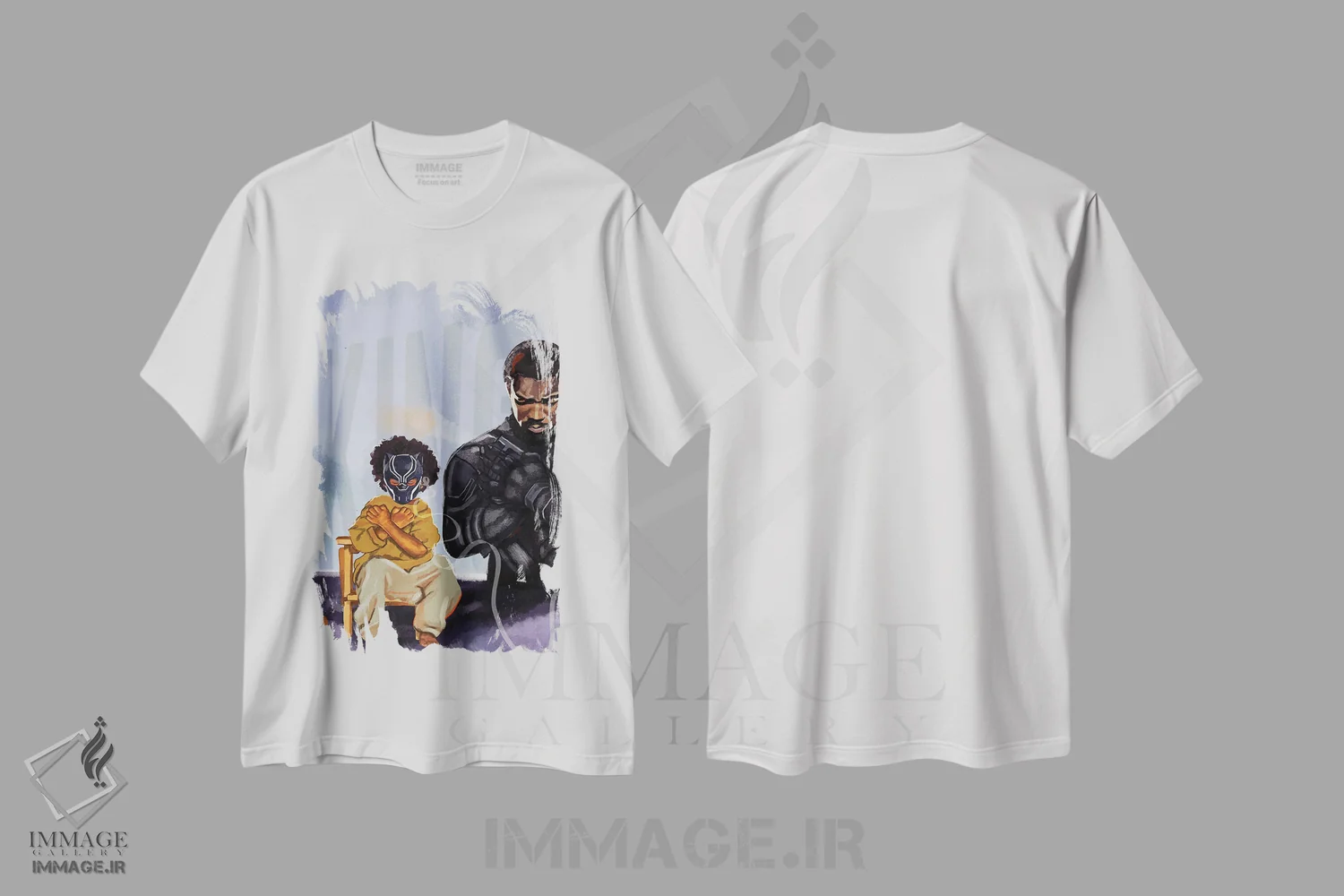 تیشرت سفید طرح دار پلنگ سیاه، هنر آمریکایی آفریقایی تبار اثر دومونیک براون | فروشگاه ایماژ