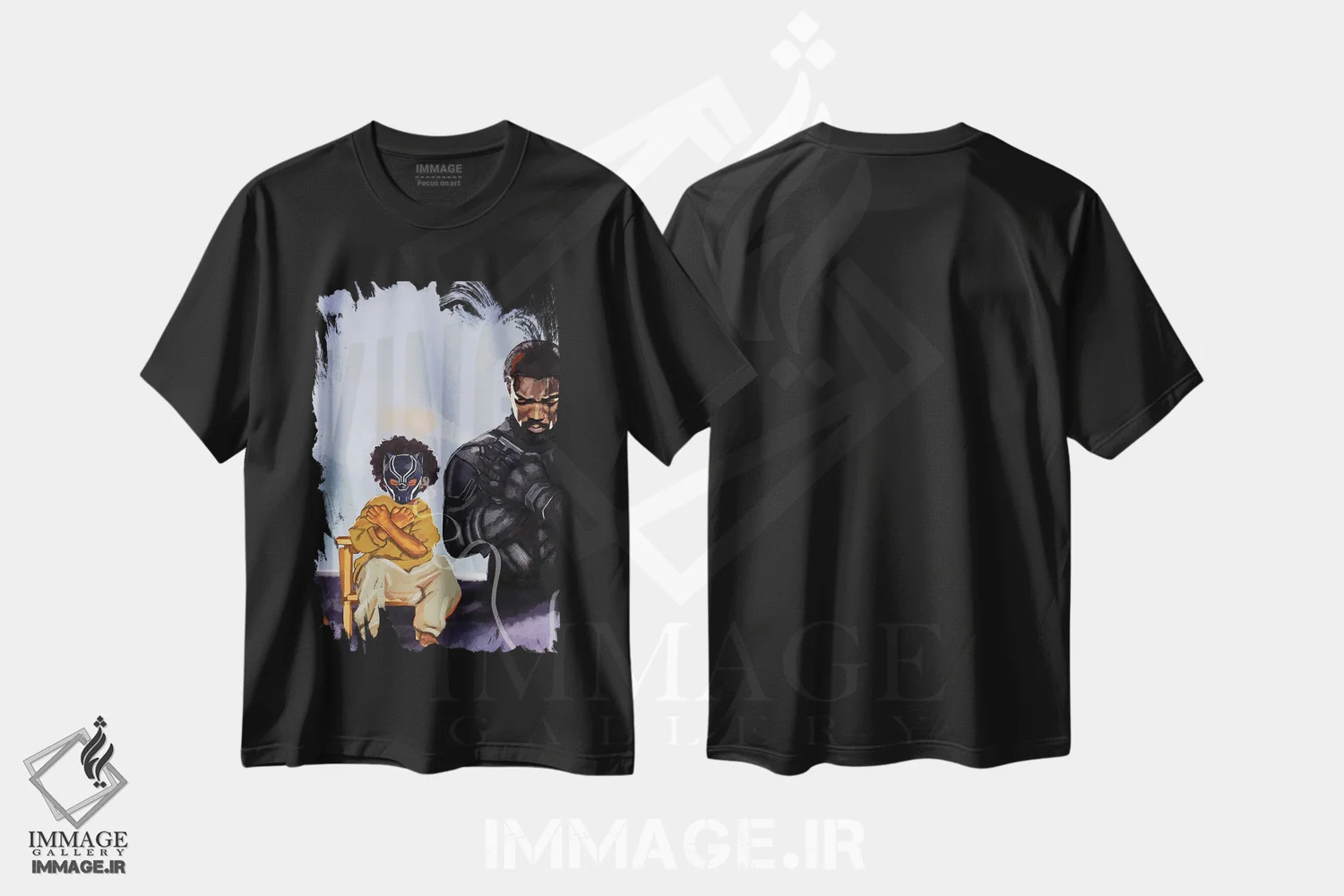 تیشرت مشکی طرح دار پلنگ سیاه، هنر آمریکایی آفریقایی تبار اثر دومونیک براون | immage.ir