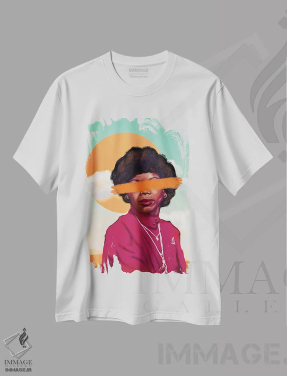تیشرت سفید طرح دار برندا، هنر آمریکایی آفریقایی تبار اثر دومونیک براون | فروشگاه ایماژ