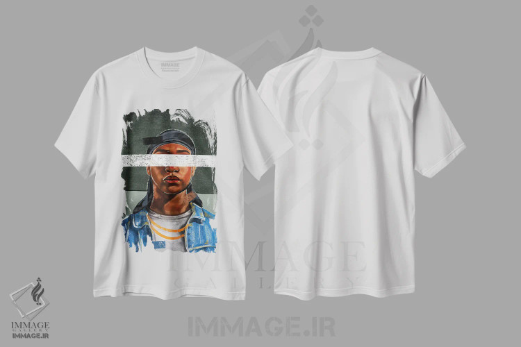 تیشرت سفید طرح دار دورگ بدون بانت، هنر آمریکایی آفریقایی تبار اثر دومونیک براون | immage.ir