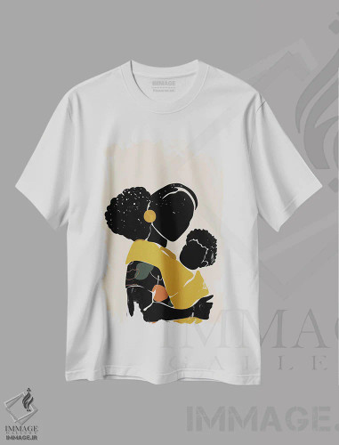 تیشرت سفید طرح دار موی مشکی شماره ۱۵، هنر آمریکایی آفریقایی تبار اثر دومونیک براون | فروشگاه ایماژ