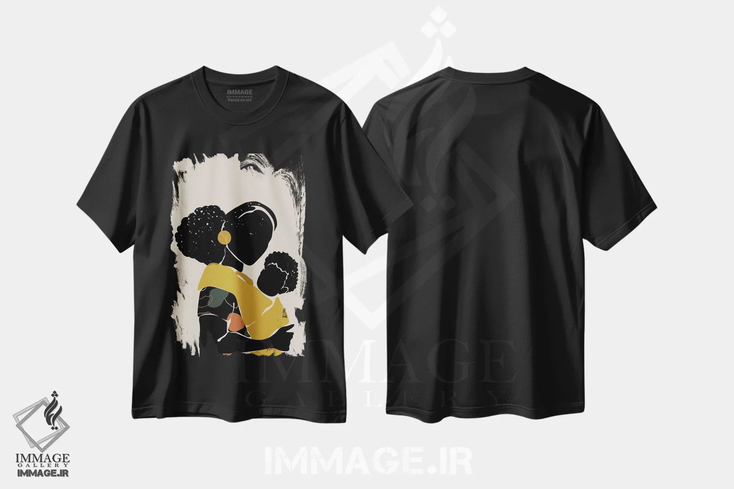 تیشرت مشکی طرح دار موی مشکی شماره ۱۵، هنر آمریکایی آفریقایی تبار اثر دومونیک براون | immage.ir
