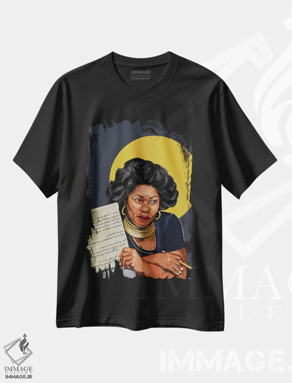 تیشرت مشکی طرح دار تونی موریسون، هنر آمریکایی آفریقایی تبار اثر دومونیک براون | فروشگاه ایماژ