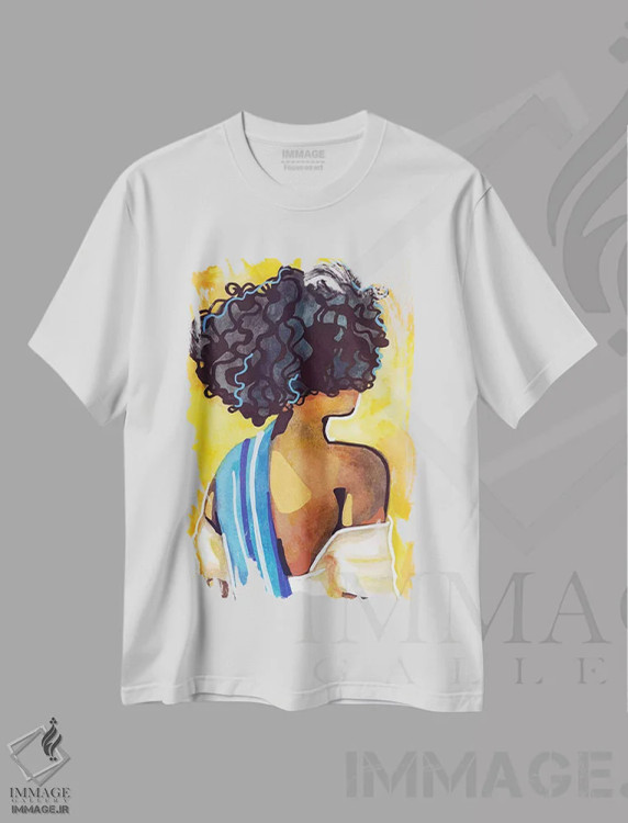 تیشرت سفید طرح دار ابریشم، هنر آمریکایی آفریقایی تبار اثر دومونیک براون | فروشگاه ایماژ