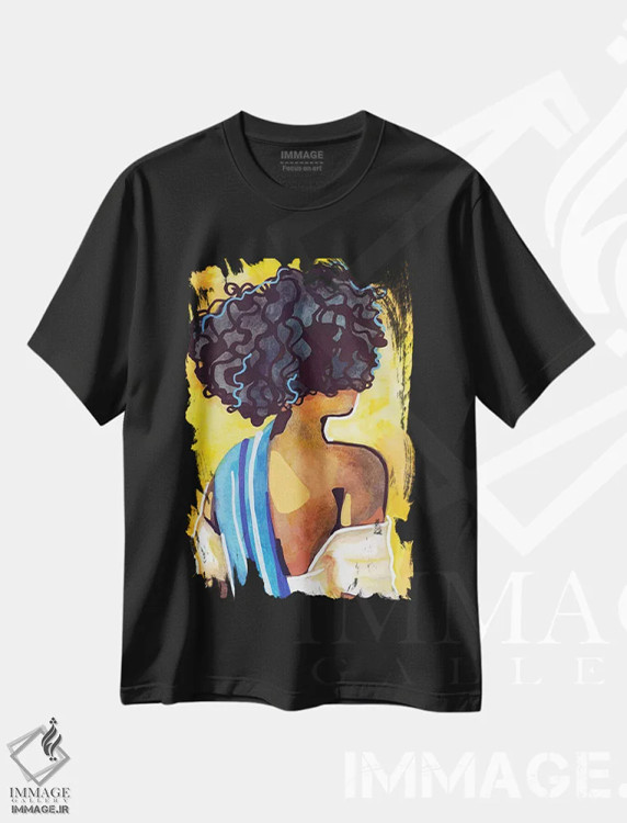 تیشرت مشکی طرح دار ابریشم، هنر آمریکایی آفریقایی تبار اثر دومونیک براون | immage.ir