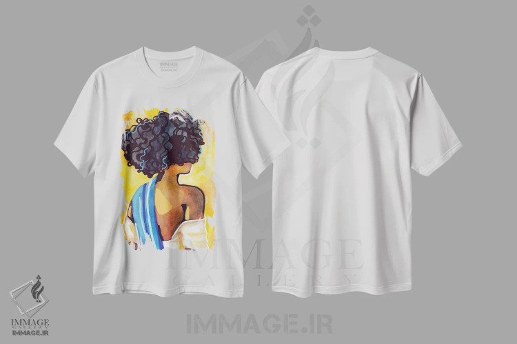 تیشرت سفید طرح دار ابریشم، هنر آمریکایی آفریقایی تبار اثر دومونیک براون | فروشگاه ایماژ