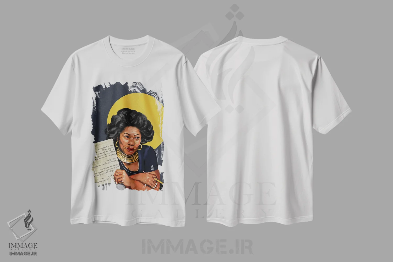 تیشرت سفید طرح دار تونی موریسون، هنر آمریکایی آفریقایی تبار اثر دومونیک براون | immage.ir