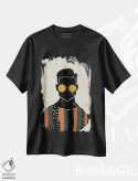 تیشرت مشکی طرح دار موی مشکی هفتم، هنر آمریکایی آفریقایی تبار اثر دومونیک براون | فروشگاه ایماژ