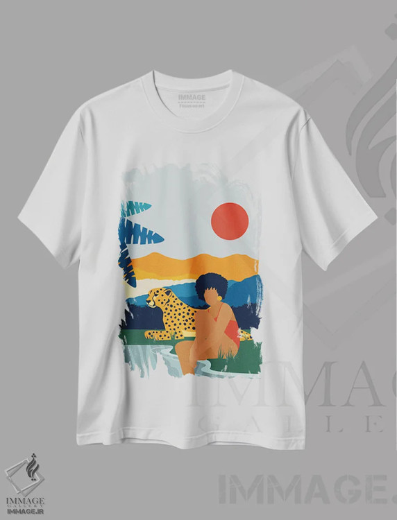 تیشرت سفید طرح دار بوجی جنگلی، هنر آمریکایی آفریقایی تبار اثر دومونیک براون | immage.ir