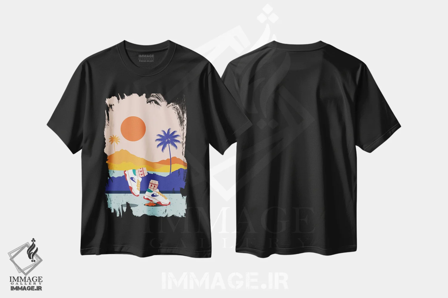 تیشرت مشکی طرح دار جنب وجوش کالیفرنیا، هنر دیجیتال اثر دومونیک براون | immage.ir