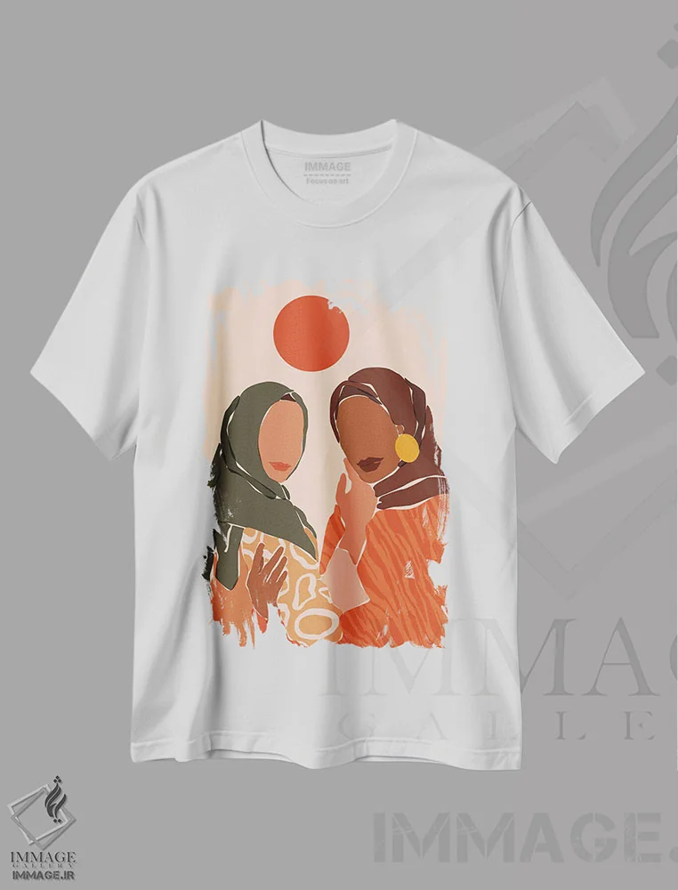 تیشرت سفید طرح دار تابش آفتاب، تزئینی اثر دومونیک براون | فروشگاه ایماژ