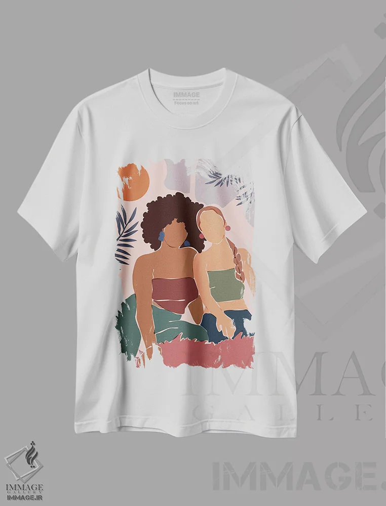 تیشرت سفید طرح دار آرامش، هنر دیجیتال اثر دومونیک براون | immage.ir
