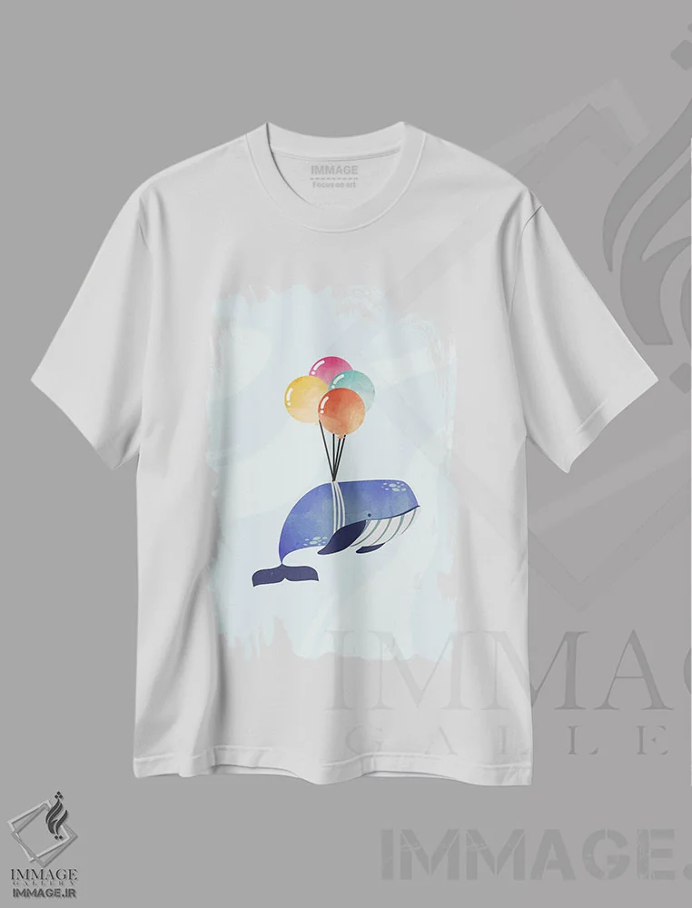 تیشرت سفید طرح دار وقتی وال ها پرواز می کنند، هنر دیجیتال اثر دومونیک براون | فروشگاه ایماژ