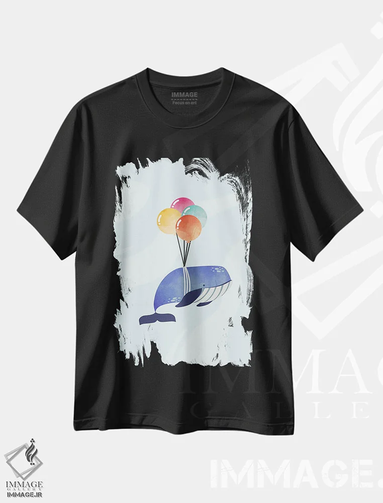 تیشرت مشکی طرح دار وقتی وال ها پرواز می کنند، هنر دیجیتال اثر دومونیک براون | immage.ir