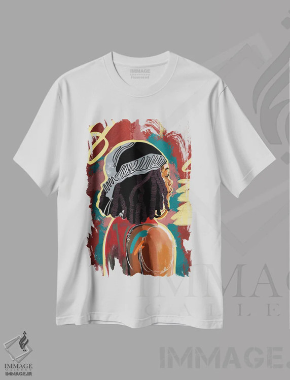 تیشرت سفید طرح دار لاک های عاشقانه، هنر آمریکایی آفریقایی تبار اثر دومونیک براون | immage.ir