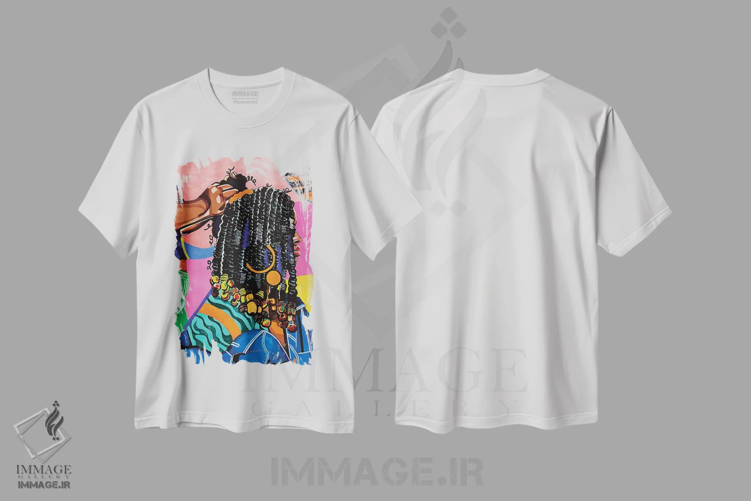 تیشرت سفید طرح دار بافت مو، هنر آمریکایی آفریقایی تبار اثر دومونیک براون | immage.ir