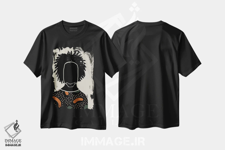 تیشرت مشکی طرح دار موی مشکی نهم، هنر آمریکایی آفریقایی تبار اثر دومونیک براون | immage.ir