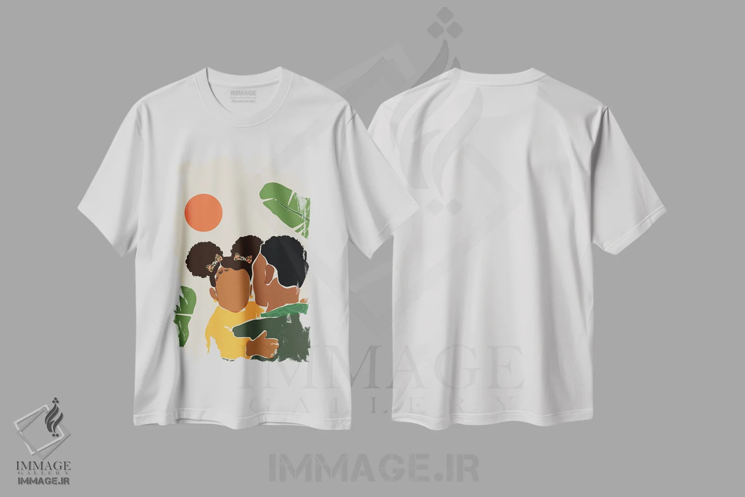 تیشرت سفید طرح دار پدر دختردار، هنر آمریکایی آفریقایی تبار اثر دومونیک براون | فروشگاه ایماژ