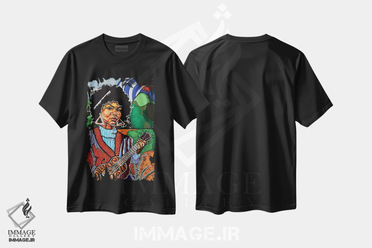 تیشرت مشکی طرح دار اجرای انفرادی جو، هنر آمریکایی آفریقایی تبار اثر دومونیک براون | immage.ir