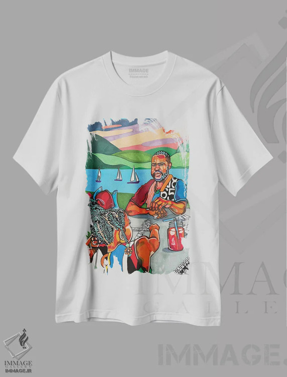 تیشرت سفید طرح دار دومینوها، هنر آمریکایی آفریقایی تبار اثر دومونیک براون | immage.ir