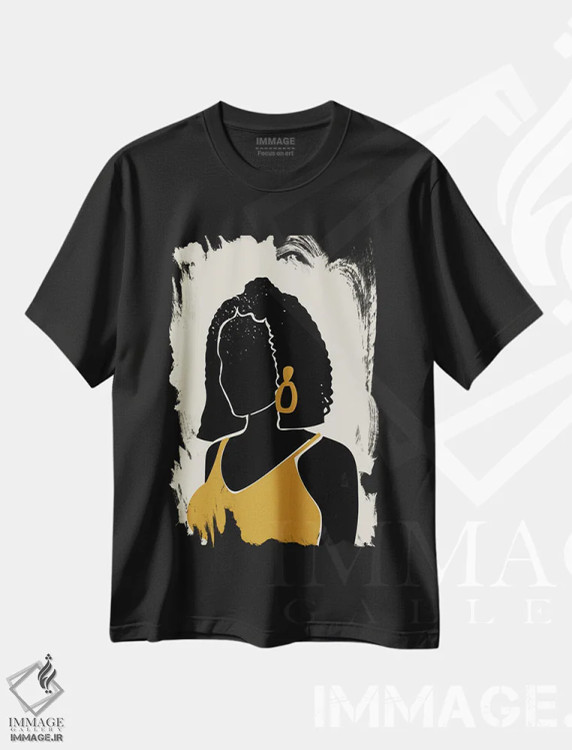 تیشرت مشکی طرح دار موی مشکی یازدهم، هنر آمریکایی آفریقایی تبار اثر دومونیک براون | immage.ir