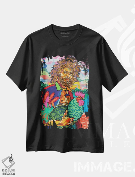 تیشرت مشکی طرح دار فابیو، هنر آمریکایی آفریقایی تبار اثر دومونیک براون | فروشگاه ایماژ