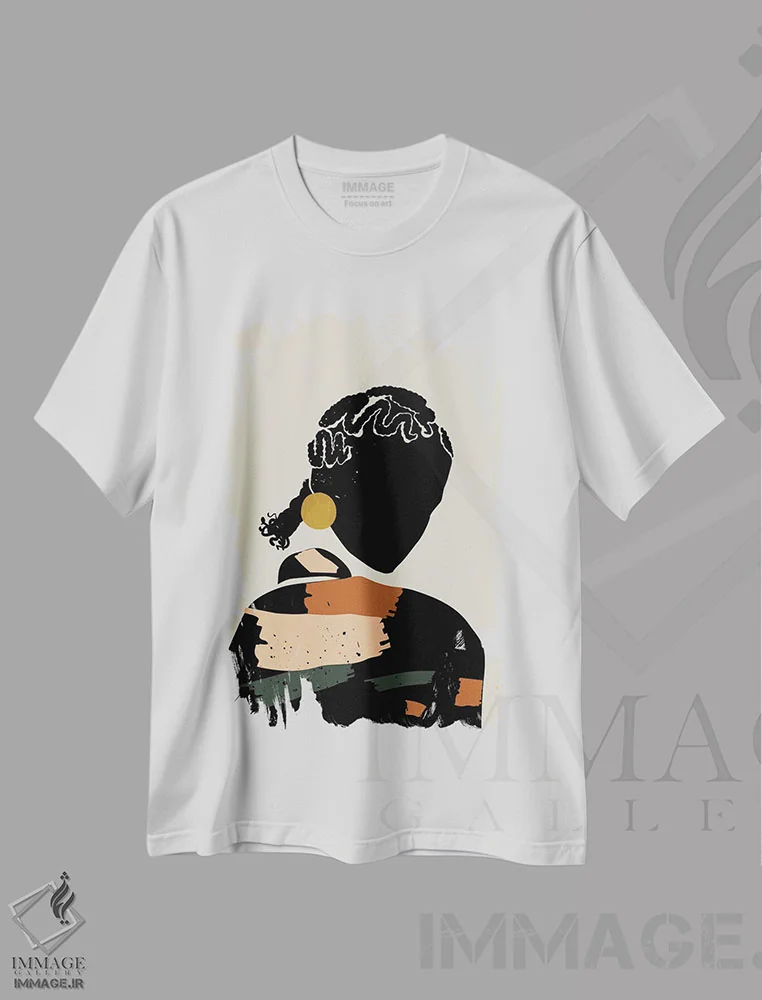 تیشرت سفید طرح دار موی مشکی دوازدهم، هنر آمریکایی آفریقایی تبار اثر دومونیک براون | فروشگاه ایماژ