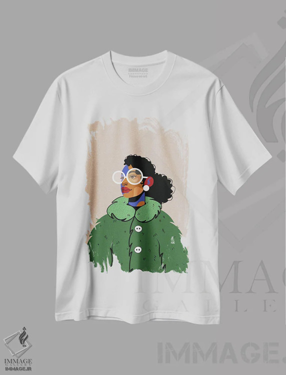 تیشرت سفید طرح دار خانم لِنس، هنر آمریکایی آفریقایی تبار اثر دومونیک براون | immage.ir