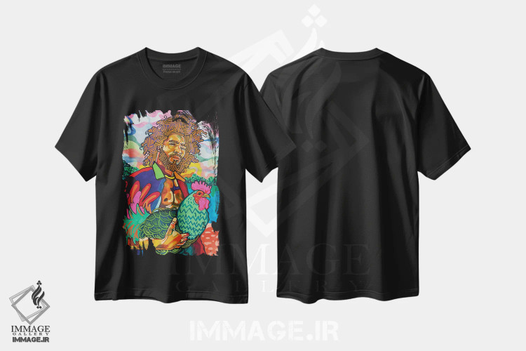 تیشرت مشکی طرح دار فابیو، هنر آمریکایی آفریقایی تبار اثر دومونیک براون | فروشگاه ایماژ