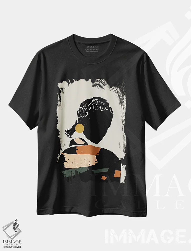 تیشرت مشکی طرح دار موی مشکی دوازدهم، هنر آمریکایی آفریقایی تبار اثر دومونیک براون | immage.ir