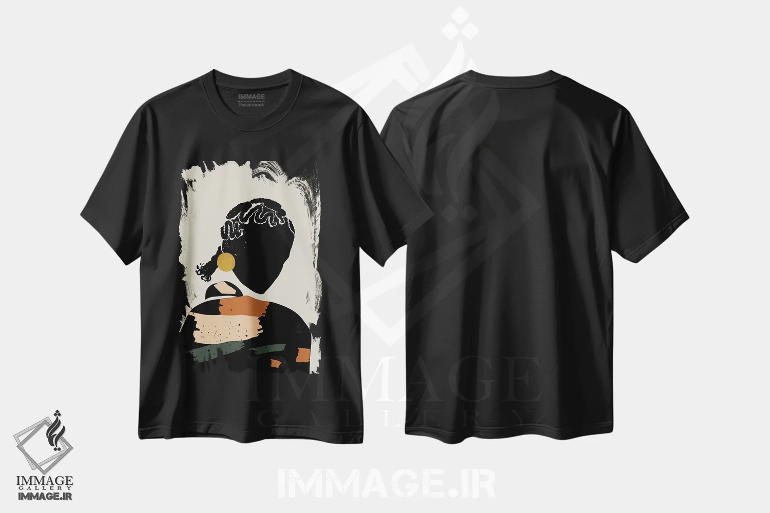 تیشرت مشکی طرح دار موی مشکی دوازدهم، هنر آمریکایی آفریقایی تبار اثر دومونیک براون | immage.ir
