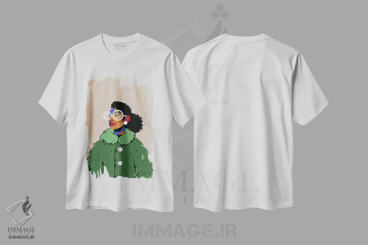 تیشرت سفید طرح دار خانم لِنس، هنر آمریکایی آفریقایی تبار اثر دومونیک براون | immage.ir