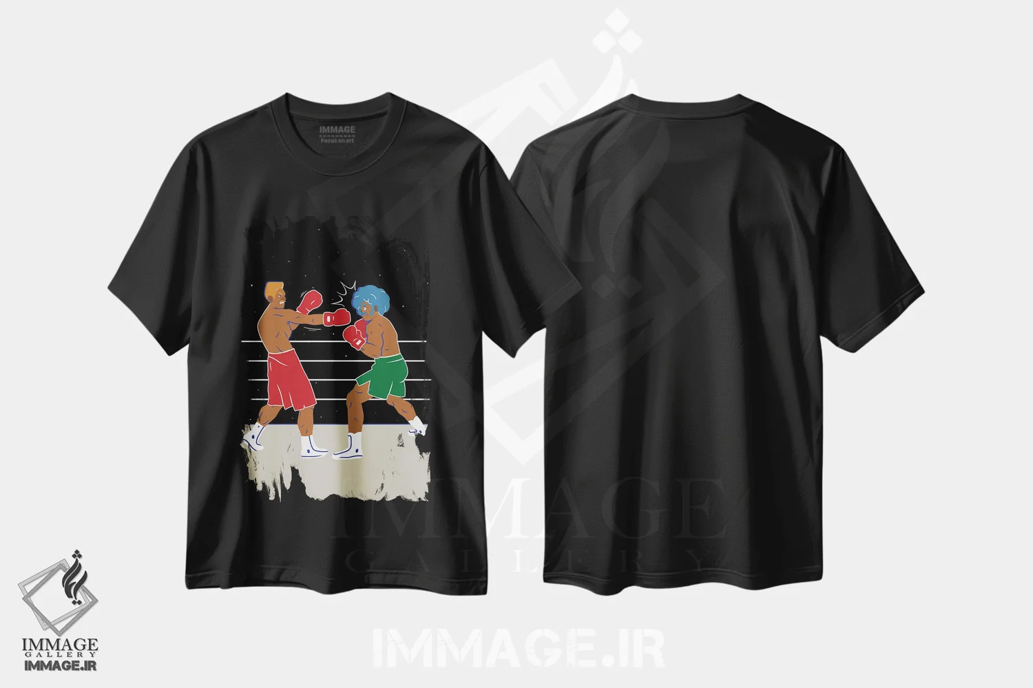 تیشرت مشکی طرح دار وزن سنگین، هنر آمریکایی آفریقایی تبار اثر دومونیک براون | فروشگاه ایماژ