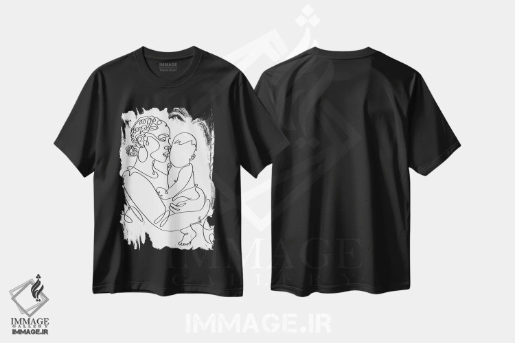 تیشرت مشکی طرح دار آغوش سرشار از روح، هنر آمریکایی آفریقایی تبار اثر دومونیک براون | فروشگاه ایماژ