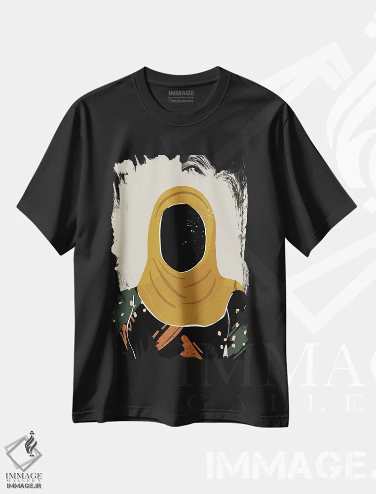 تیشرت مشکی طرح دار موی مشکی سیزدهم، هنر آمریکایی آفریقایی تبار اثر دومونیک براون | فروشگاه ایماژ