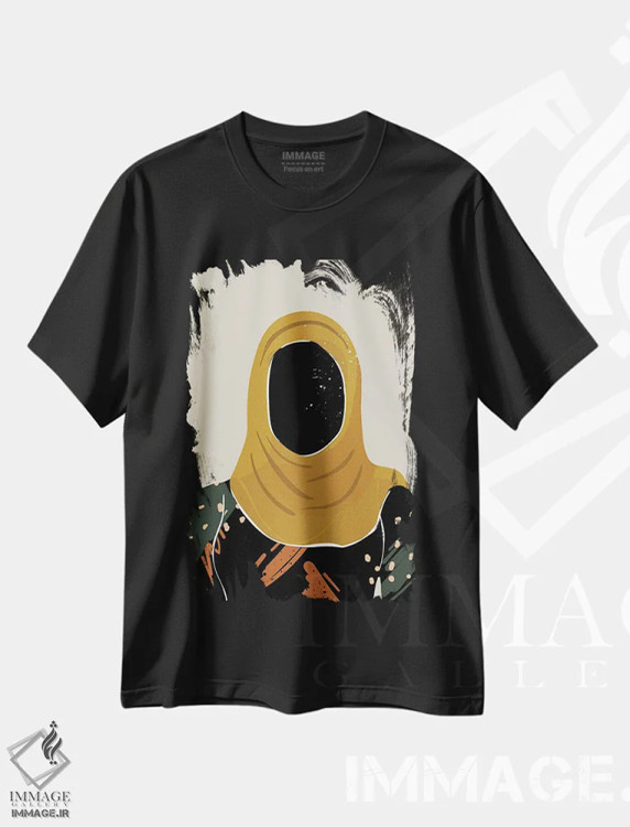 تیشرت مشکی طرح دار موی مشکی سیزدهم، هنر آمریکایی آفریقایی تبار اثر دومونیک براون | فروشگاه ایماژ