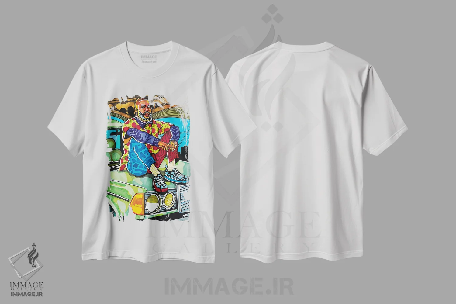 تیشرت سفید طرح دار سپتامبر، هنر آمریکایی آفریقایی تبار اثر دومونیک براون | فروشگاه ایماژ