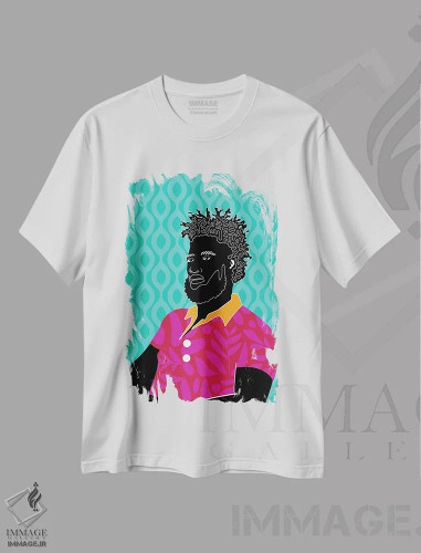 تیشرت سفید طرح دار جروم، هنر آمریکایی آفریقایی تبار اثر دومونیک براون | فروشگاه ایماژ