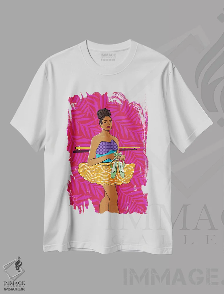 تیشرت سفید طرح دار باله، هنر آمریکایی آفریقایی تبار اثر دومونیک براون | immage.ir