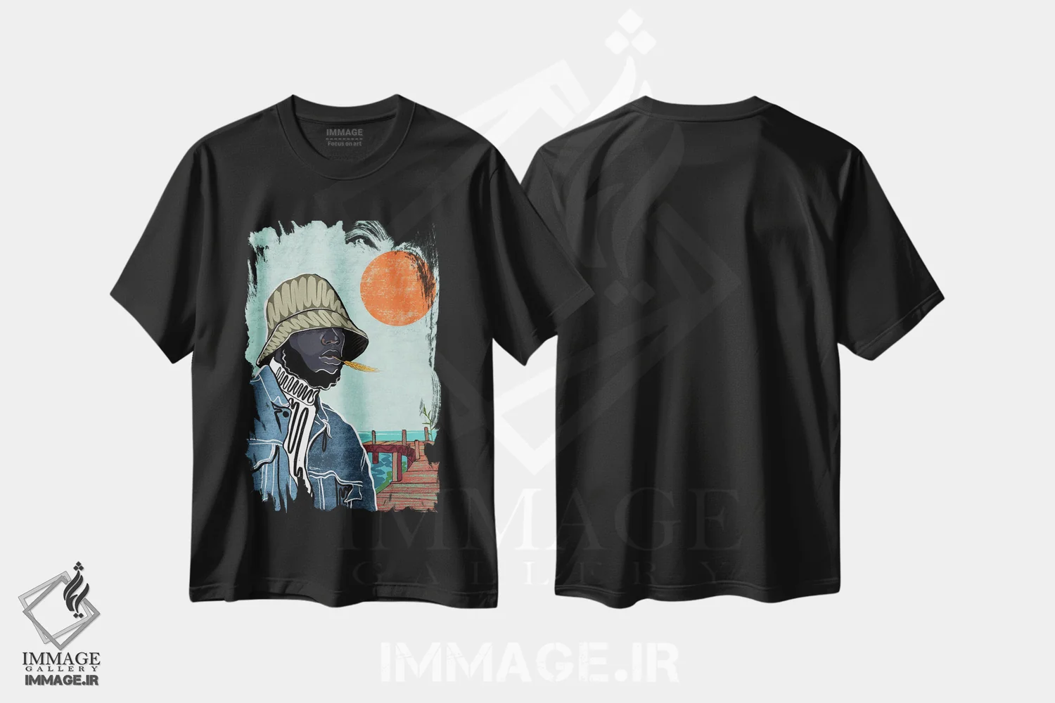 تیشرت مشکی طرح دار بری ماهیگیر، هنر آمریکایی آفریقایی تبار اثر دومونیک براون | immage.ir
