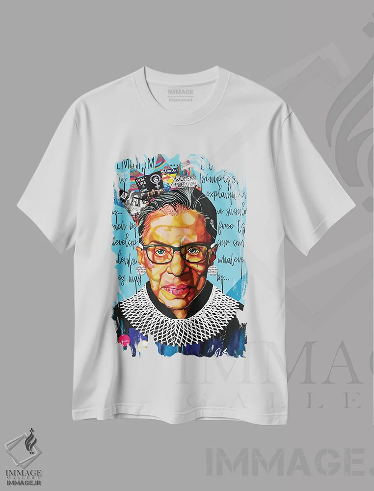تیشرت سفید طرح دار روث گینزبورگ، مدیوم اثر دومونیک براون | immage.ir