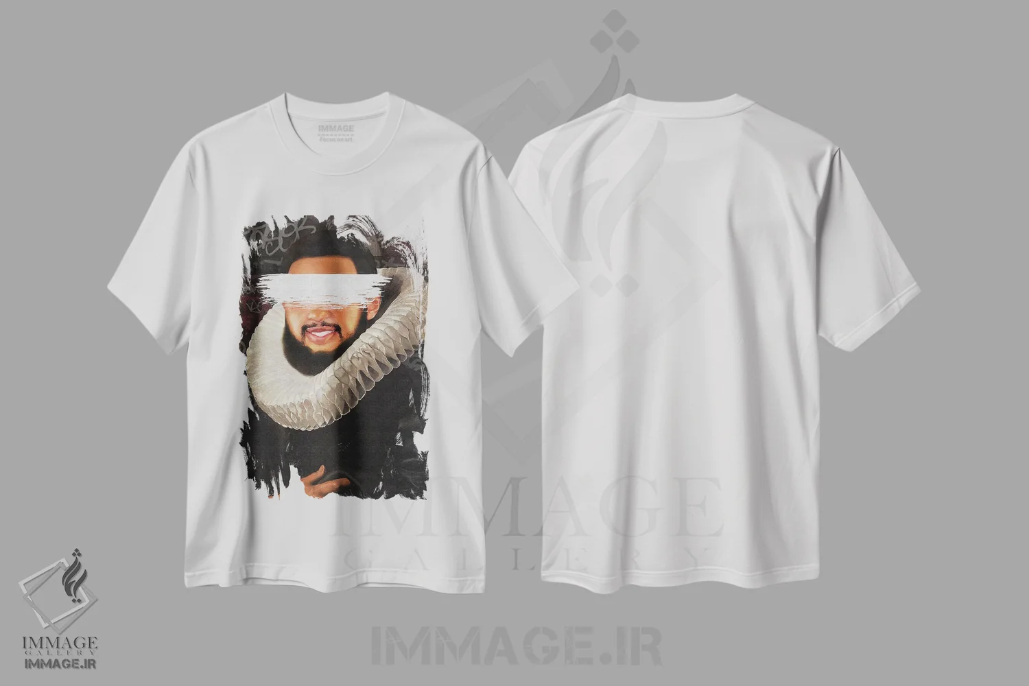 تیشرت سفید طرح دار مرد رنسانس، هنر آمریکایی آفریقایی تبار اثر دومونیک براون | immage.ir
