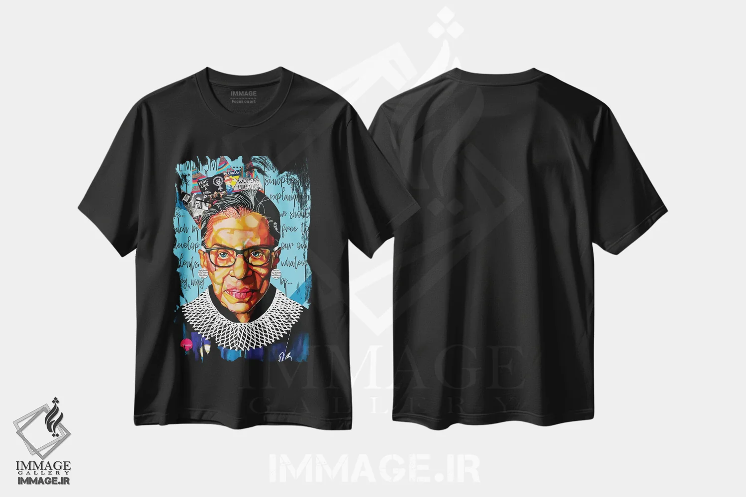 تیشرت مشکی طرح دار روث گینزبورگ، مدیوم اثر دومونیک براون | فروشگاه ایماژ