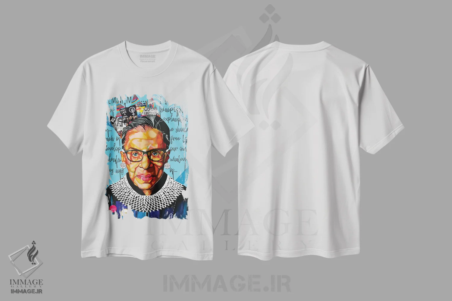 تیشرت سفید طرح دار روث گینزبورگ، مدیوم اثر دومونیک براون | immage.ir