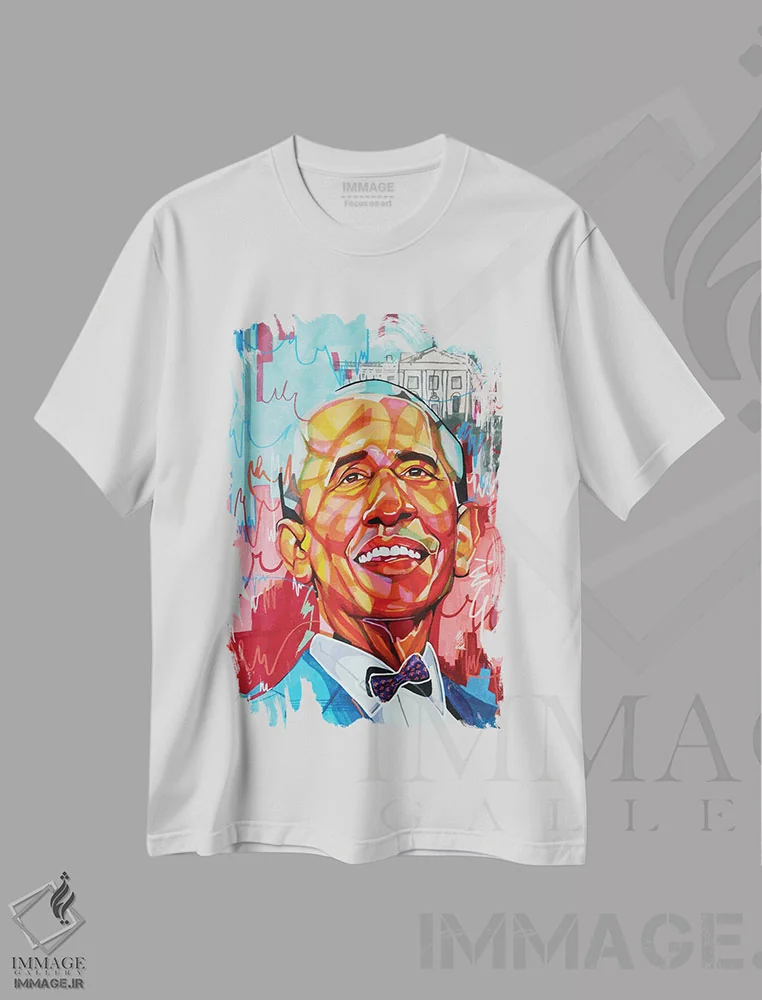 تیشرت سفید طرح دار باراک اوباما، هنر آمریکایی آفریقایی تبار اثر دومونیک براون | immage.ir