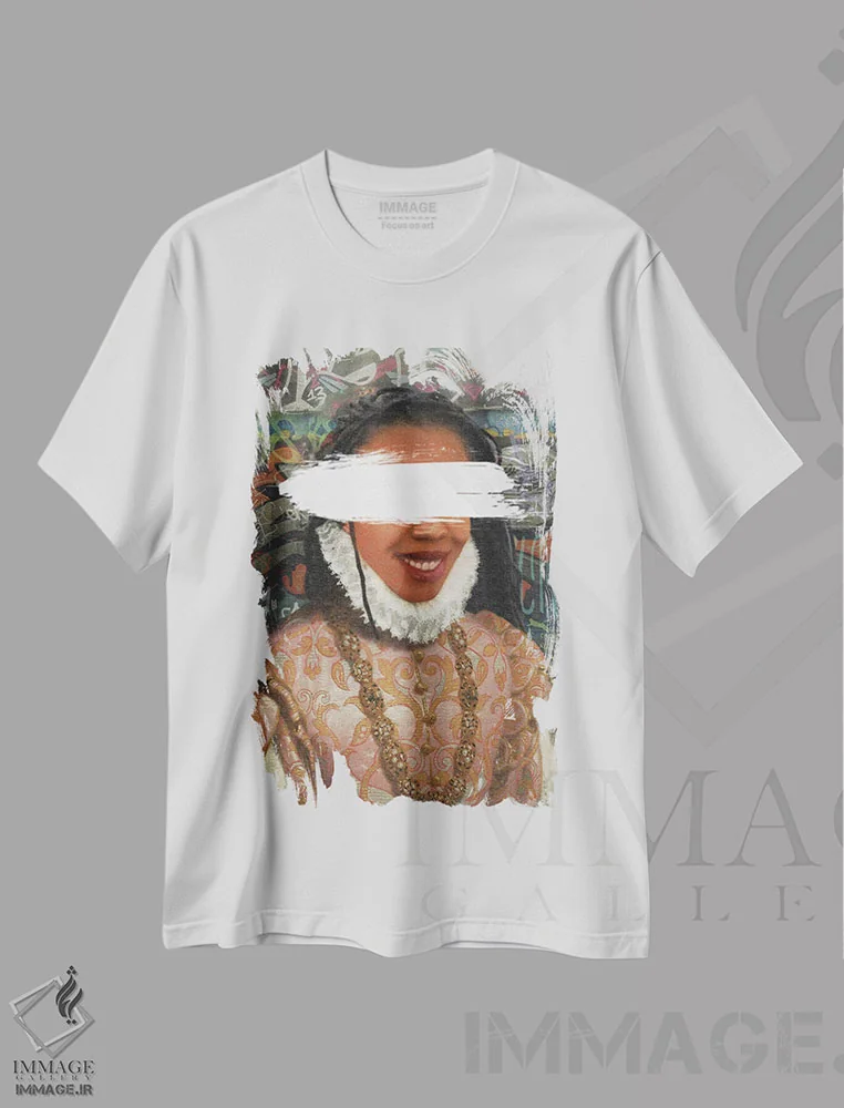 تیشرت سفید طرح دار زن رنسانس، هنر آمریکایی آفریقایی تبار اثر دومونیک براون | immage.ir